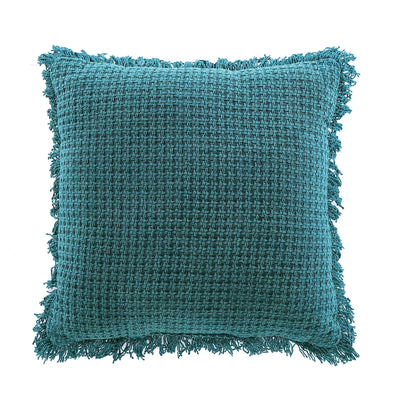 Brielle Home Ivy Stone Washed 100% Cotton Throw Pillow with Decorative Fringe - LinensNow