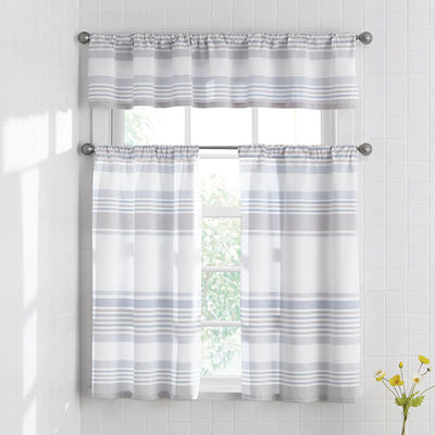 Brielle Home Lana Stripe 100% Cotton Shower Curtain - LinensNow