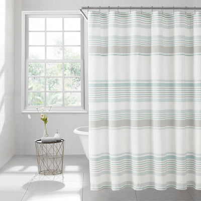 Brielle Home Lana Stripe 100% Cotton Shower Curtain - LinensNow