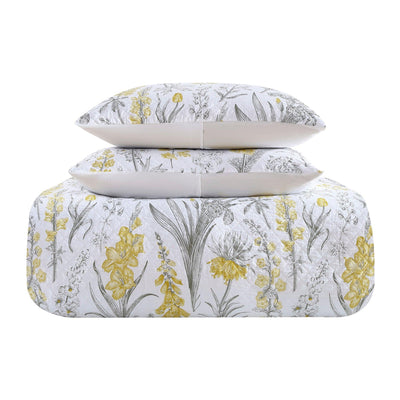 Brielle Home Marisol Floral Printed Matelassé 100% Cotton Comforter Set - LinensNow