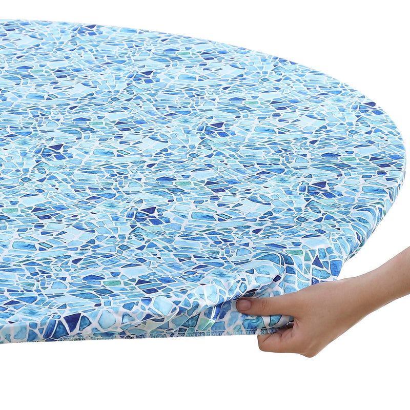 Brielle Home 100% Cotton Printed Fabric Fitted Table Cover - LinensNow