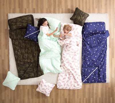 Brielle Home Foldable Galaxy Printed Sleeping Bag with Attached Pillow - LinensNow
