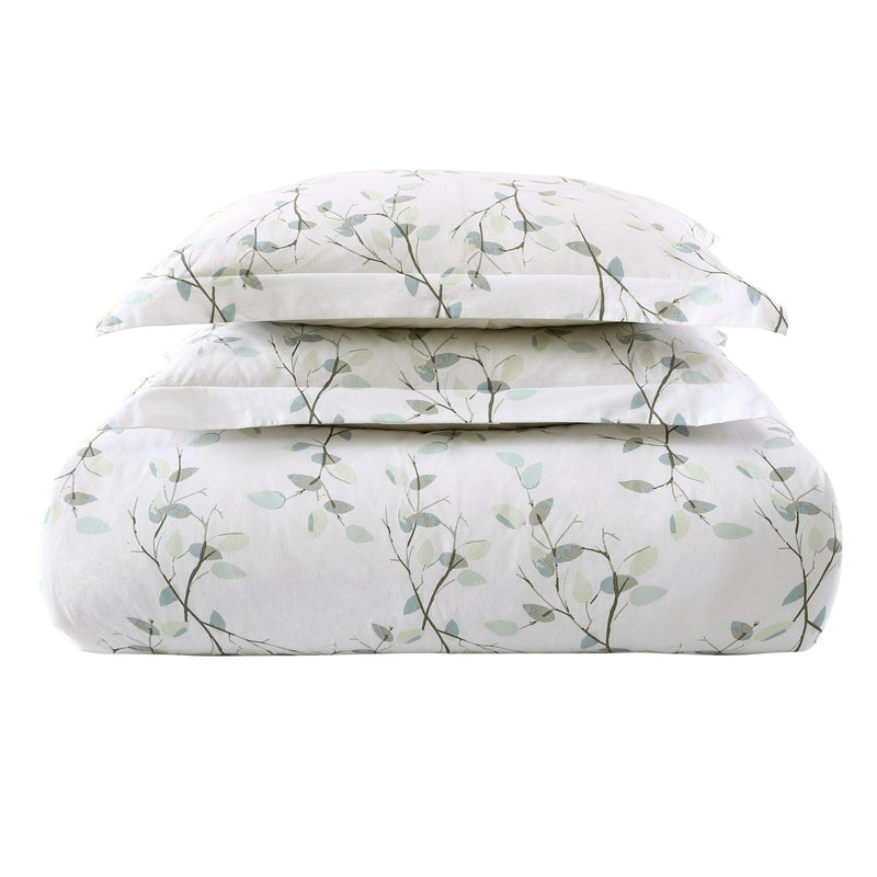 Brielle Home Everly Watercolor Leaves 100% Cotton Comforter Set - LinensNow