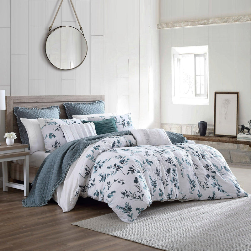 Brielle Home Gardiner Floral 100% Cotton Comforter Set - LinensNow