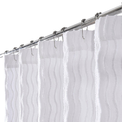 Brielle Home Mabel 100% Cotton Textured Solid Shower Curtain - LinensNow