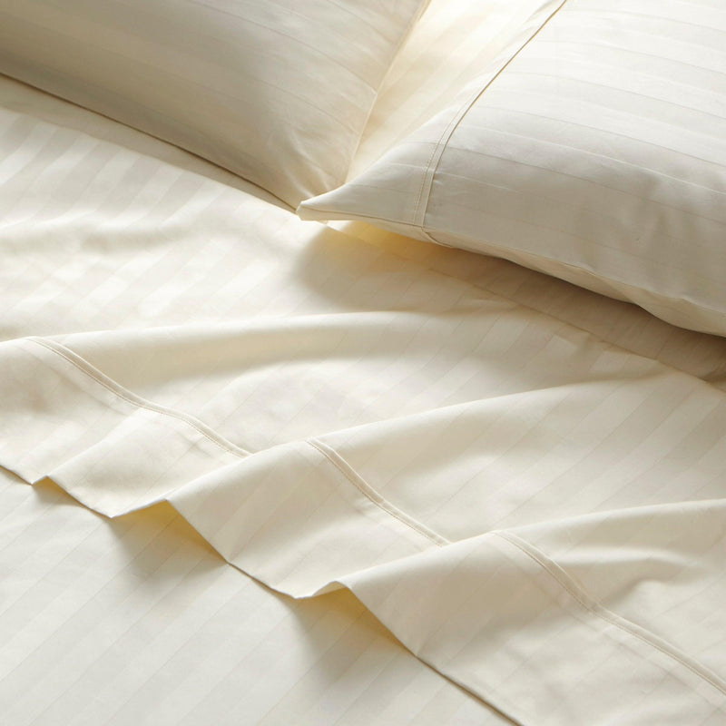 Brielle Home 100% Organic Cotton Dobby Stripe Sheet Set - LinensNow