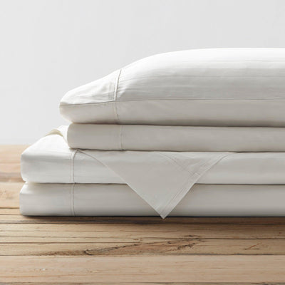 Brielle Home 100% Organic Cotton Dobby Stripe Sheet Set - LinensNow
