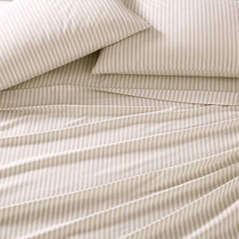 Reborn Recycled Fiber Striped Percale Sheet Sets