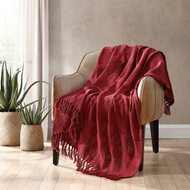 Brielle Home Samson 100% Cotton Throw Blanket - LinensNow