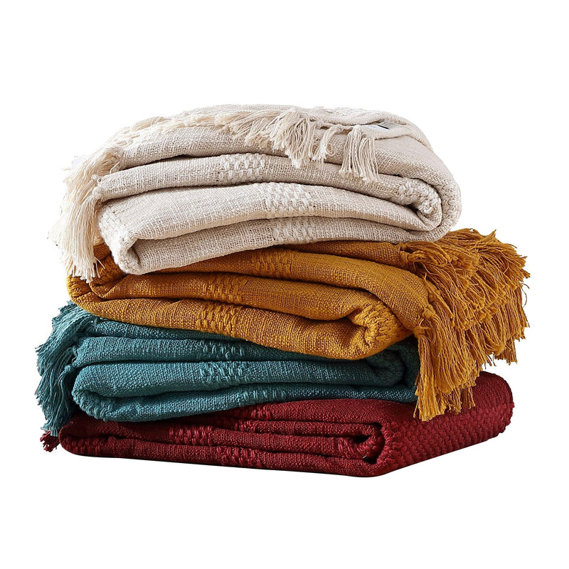 Brielle Home Samson 100% Cotton Throw Blanket - LinensNow