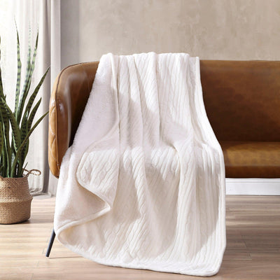 Brielle Home Cable Knit Throw - LinensNow