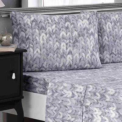 Brielle Home Fashion Knit Print 100% Cotton Jersey Sheet Set & Pillowcase - LinensNow